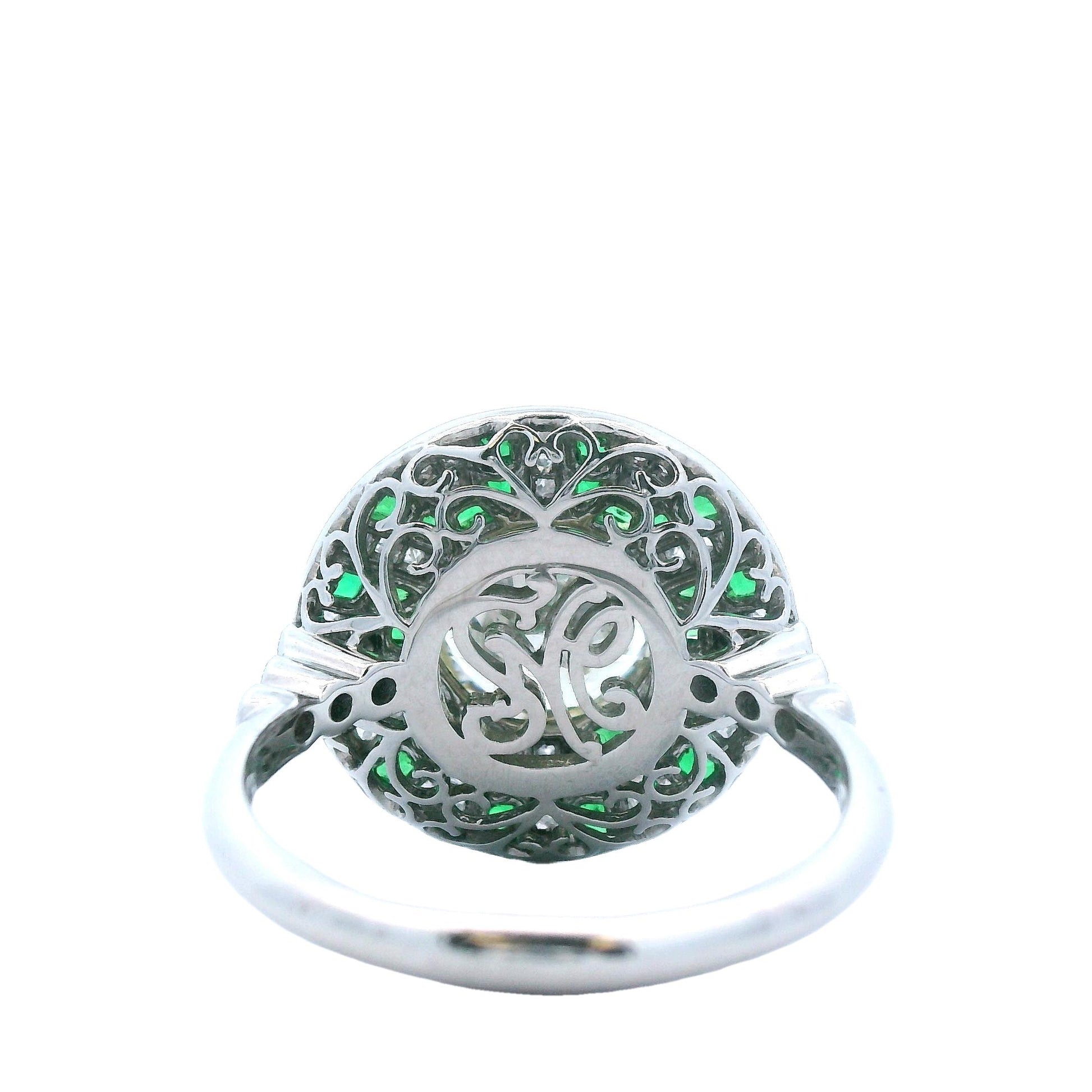 Contemporary Platinum Tsavorite and Diamond Ring