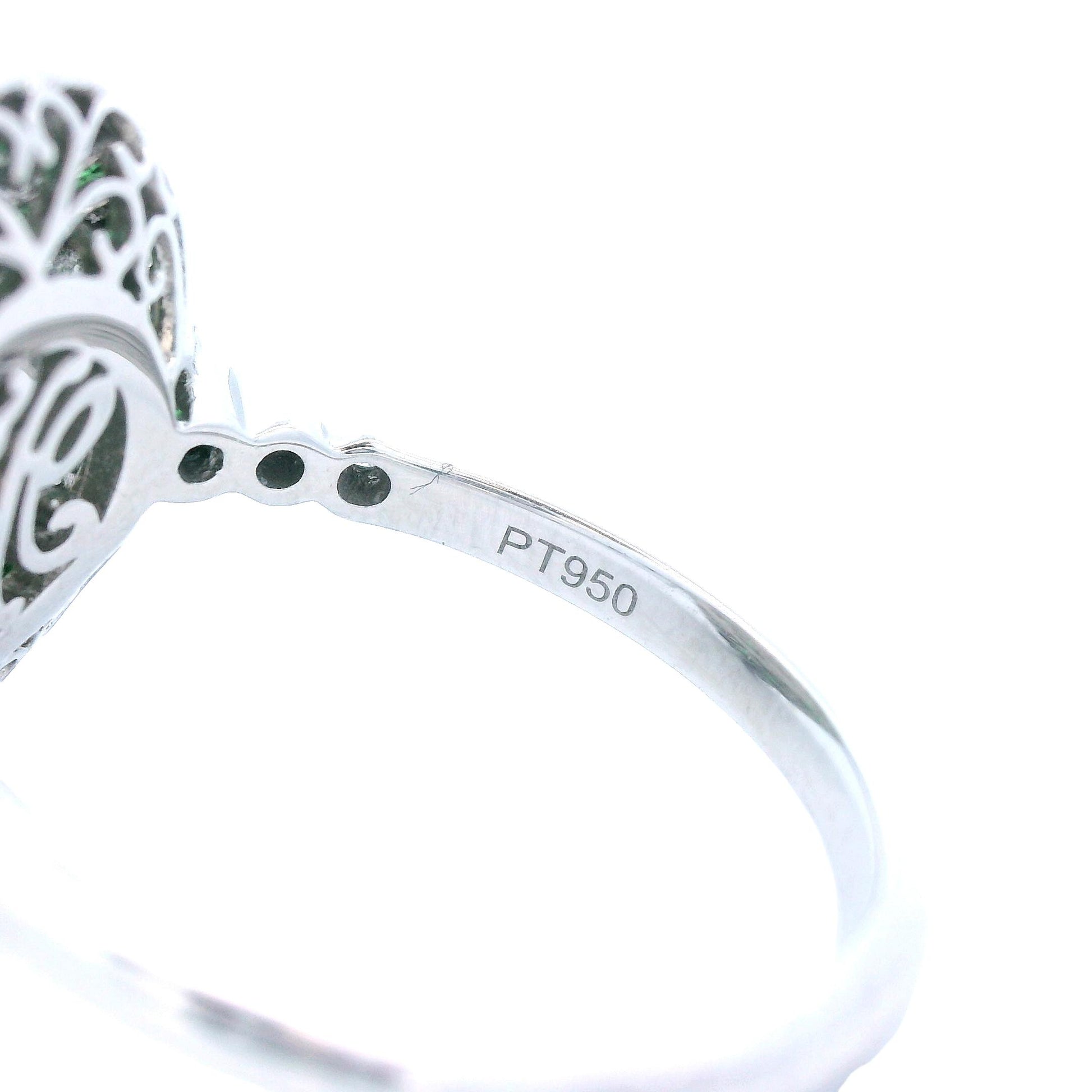 Contemporary Platinum Tsavorite and Diamond Ring