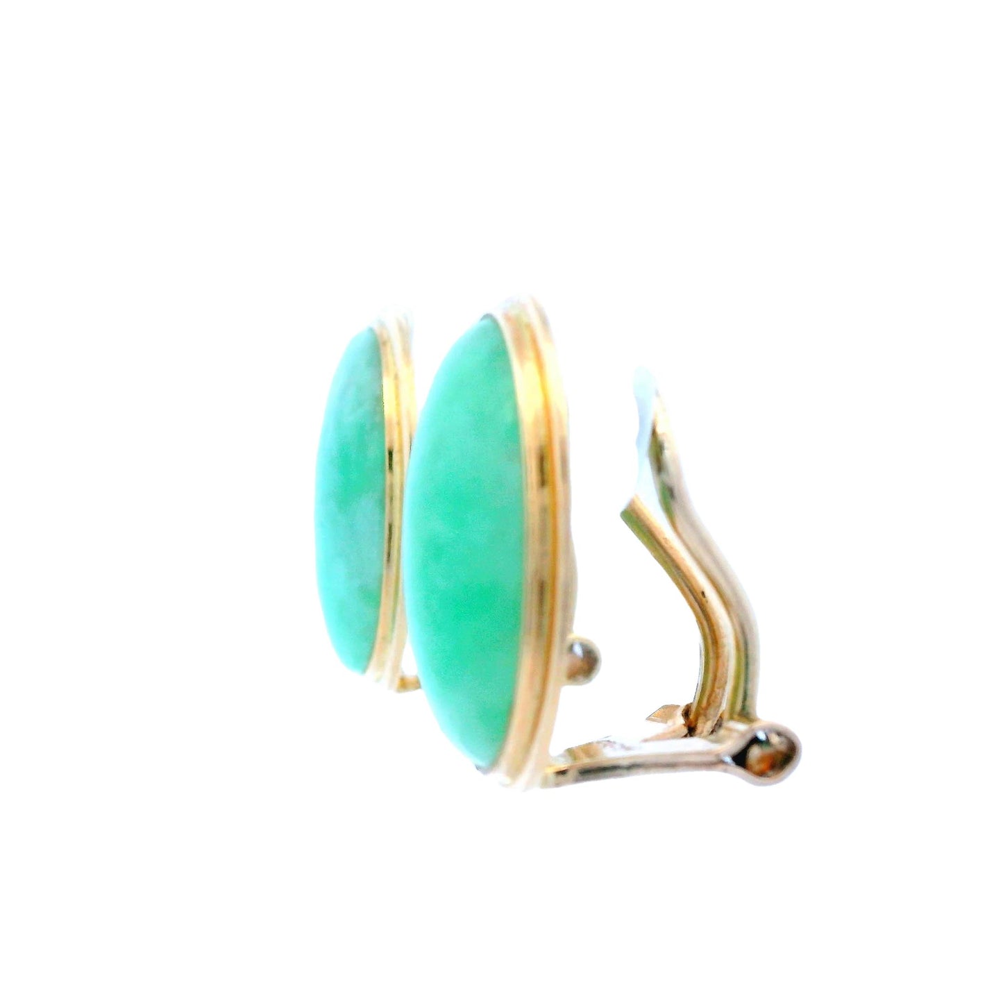Contemporary 14k Yellow Gold Jade Clip-On Earrings