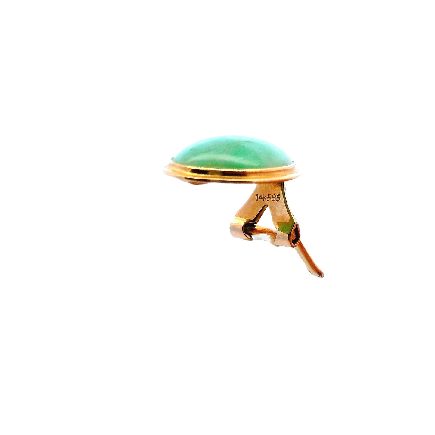 Contemporary 14k Yellow Gold Jade Clip-On Earrings