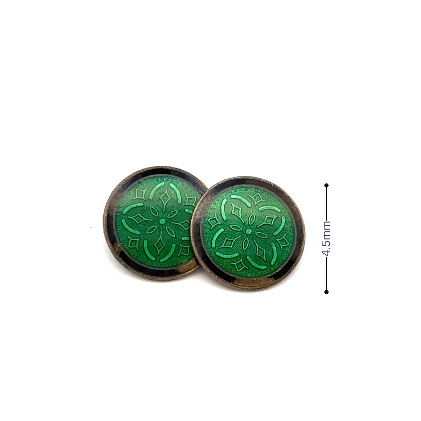 Krementz Green and Black Sterling Silver Art Deco Enameled Cufflinks