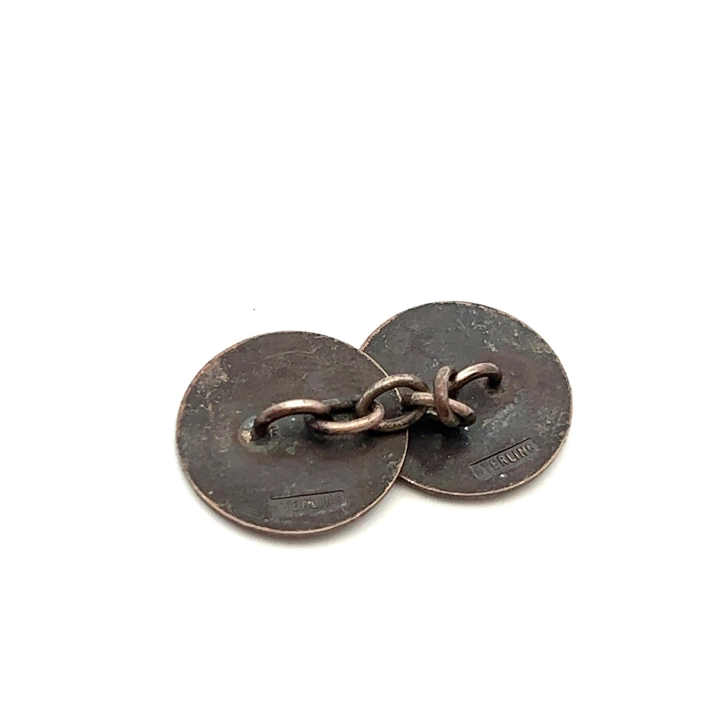 Krementz Green and Black Sterling Silver Art Deco Enameled Cufflinks