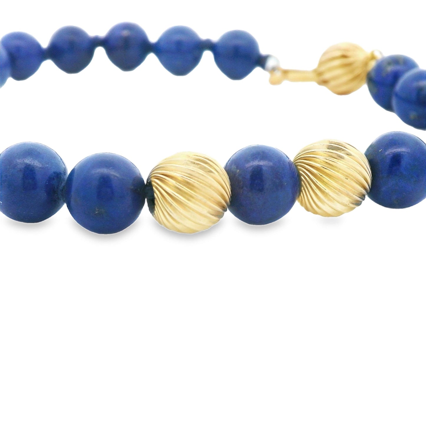 1980s Lapis and 14k Yellow Gold Bead Bracelet w/ Independent Report