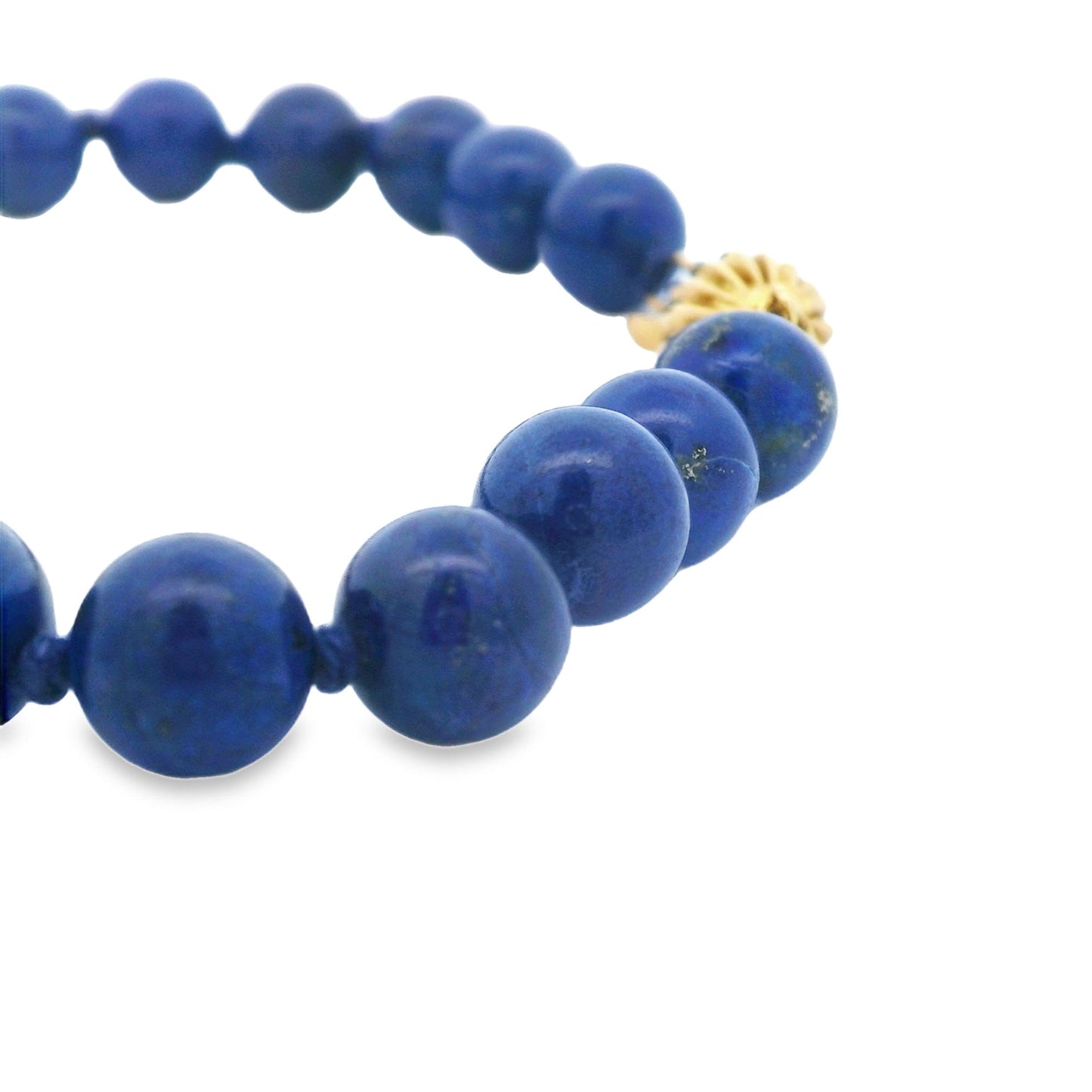 1980s Lapis and 14k Yellow Gold Bead Bracelet w/ Independent Report