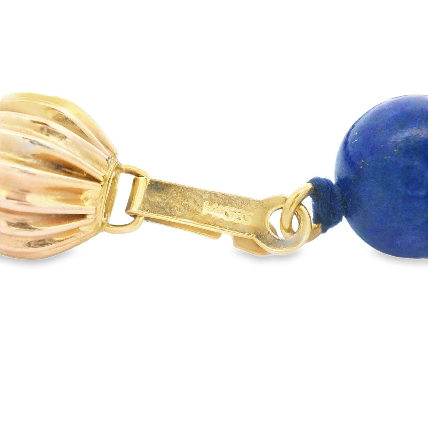 1980s Lapis and 14k Yellow Gold Bead Necklace w/ Independent Report