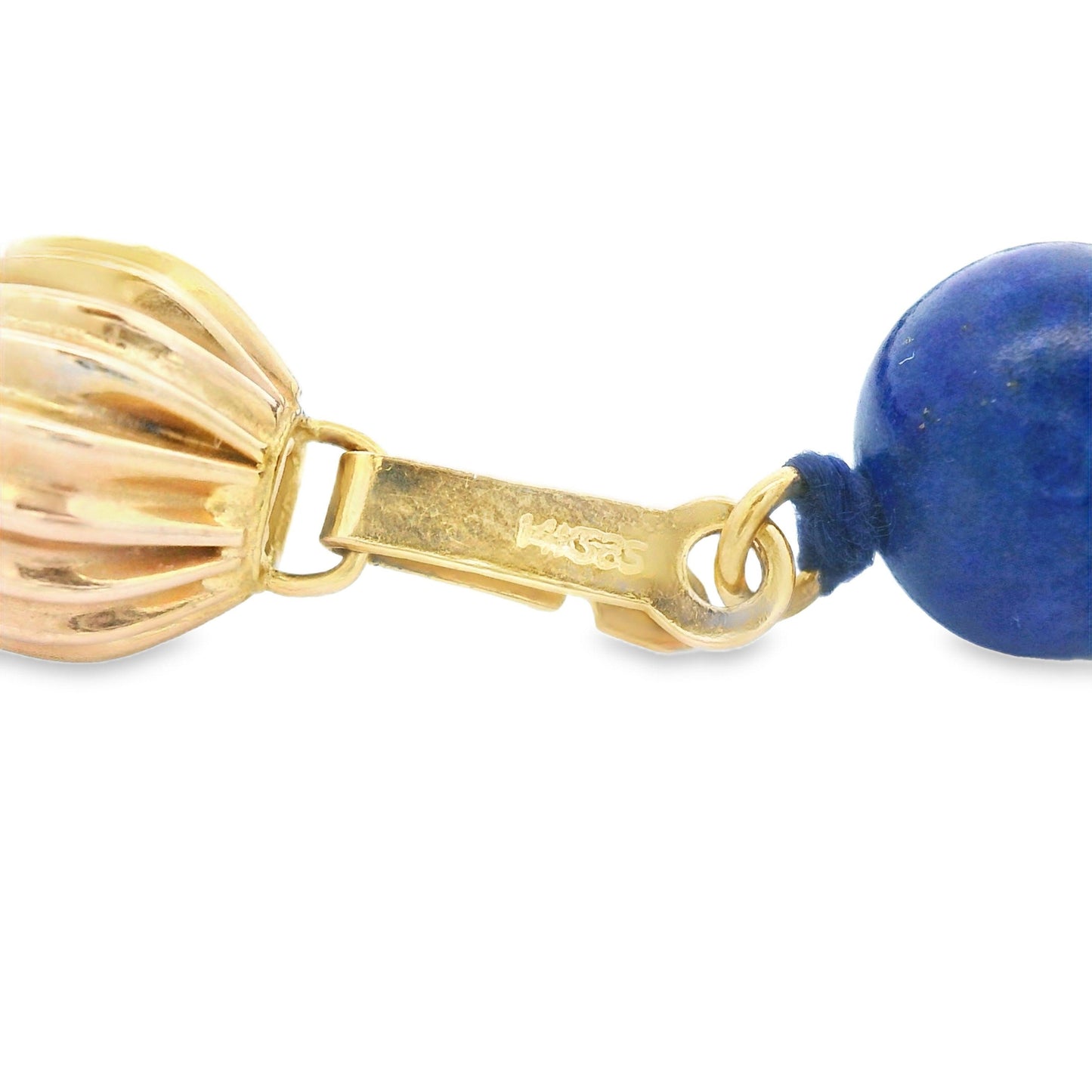 1980s Lapis and 14k Yellow Gold Bead Bracelet w/ Independent Report