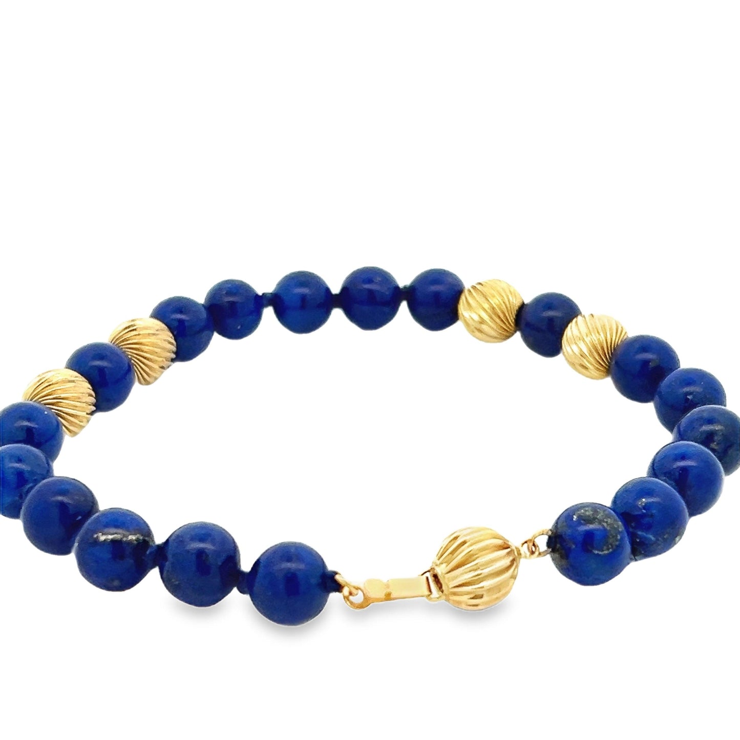 1980s Lapis and 14k Yellow Gold Bead Bracelet w/ Independent Report