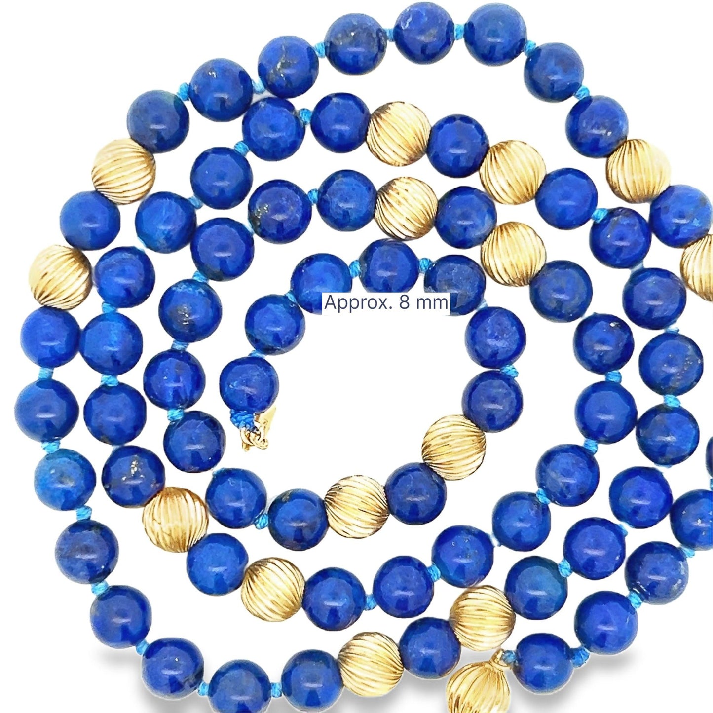 1980s Lapis and 14k Yellow Gold Bead Necklace w/ Independent Report