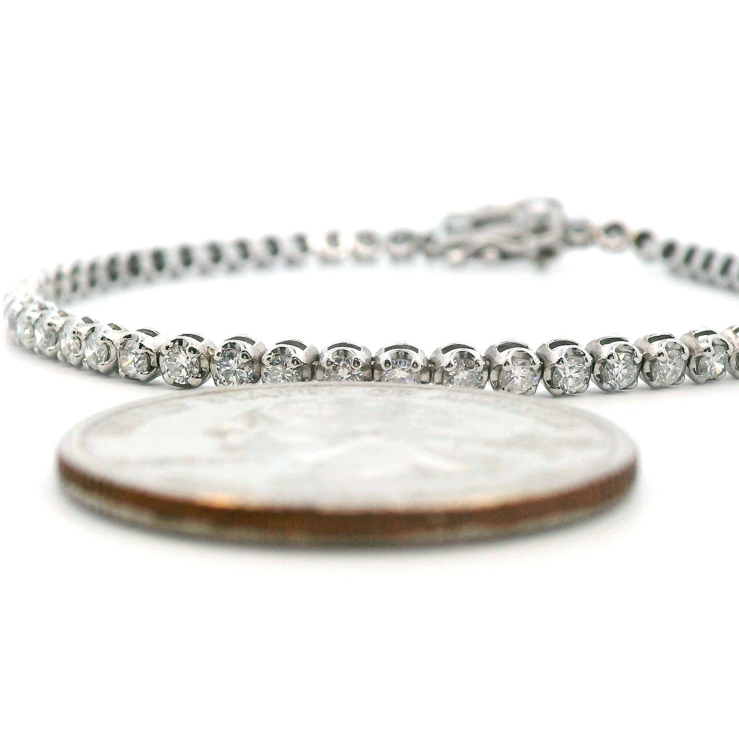 14k White Gold Diamond Tennis Bracelet 2mm 1.74 ct w/ Appraisal