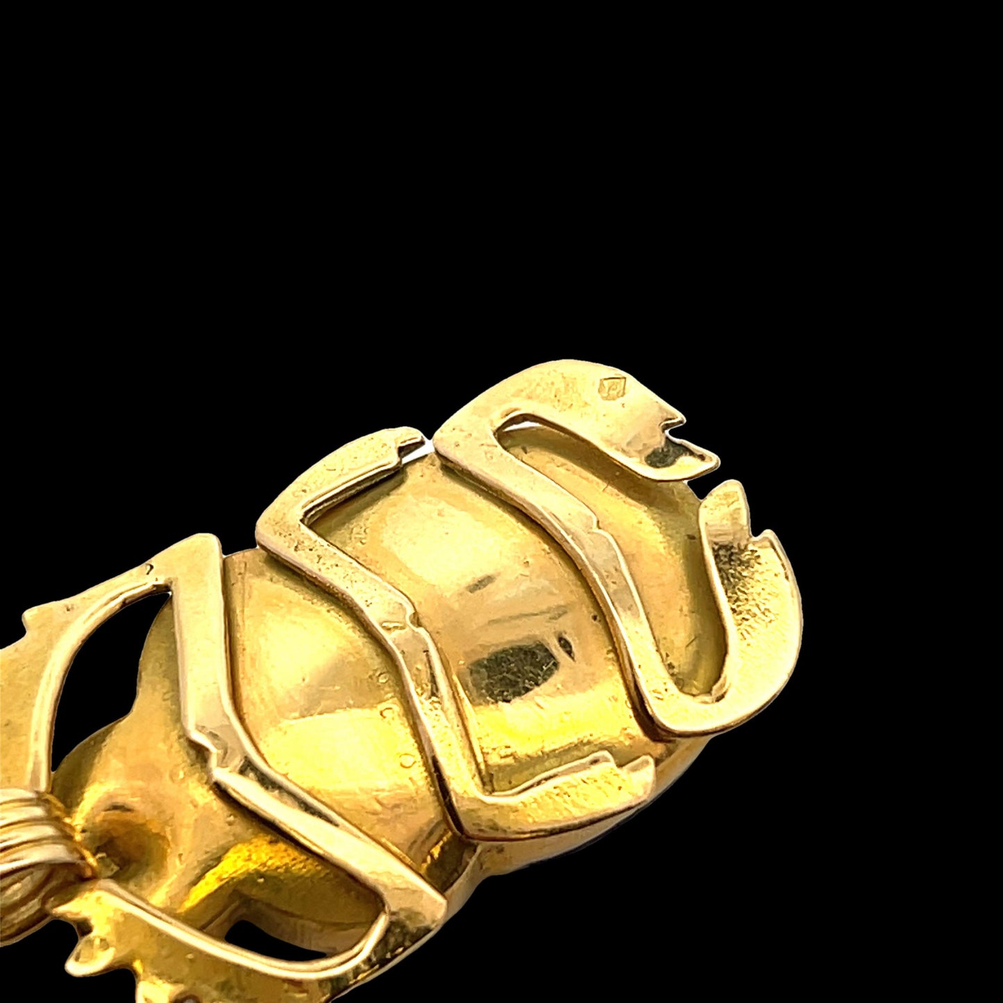 Egyptian 18k Yellow Gold Scarab Beatle Pendant w/ Inlaid Lapis