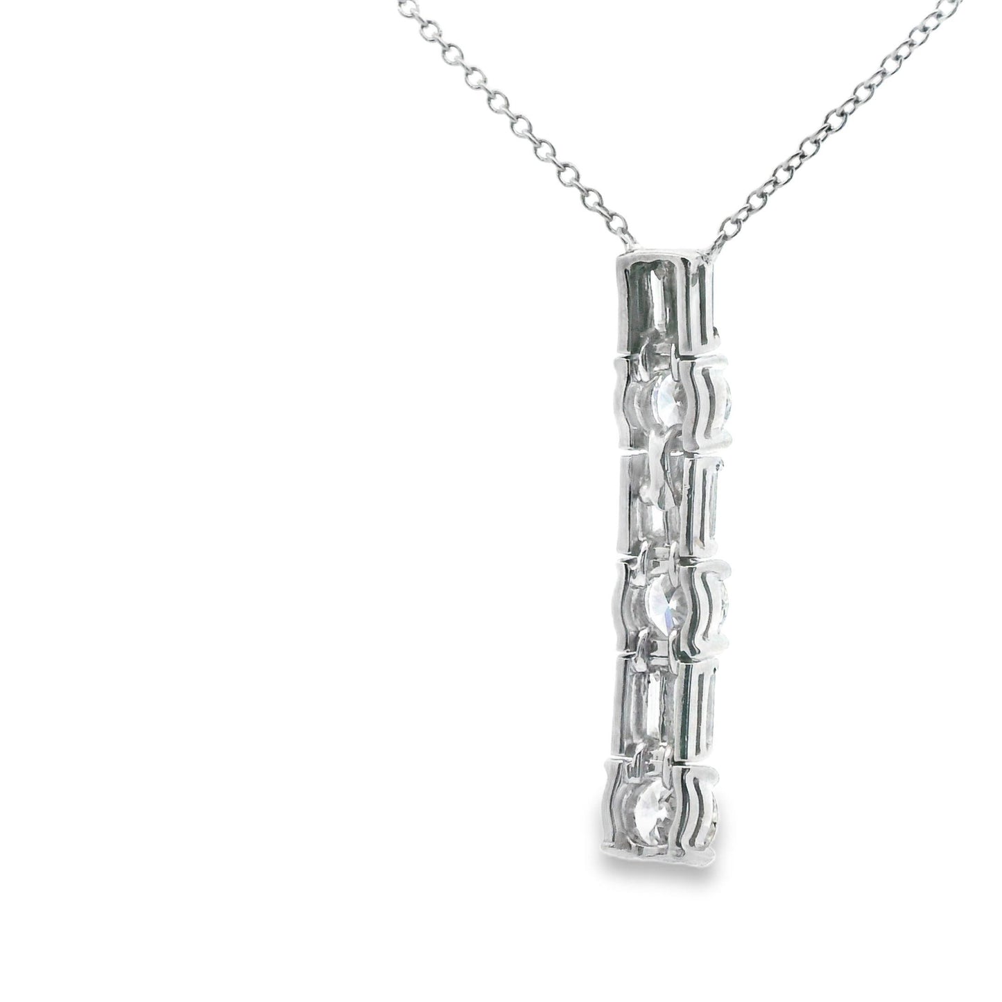 1.26 Carat Vintage Platinum Diamond Line Pendant + Chain