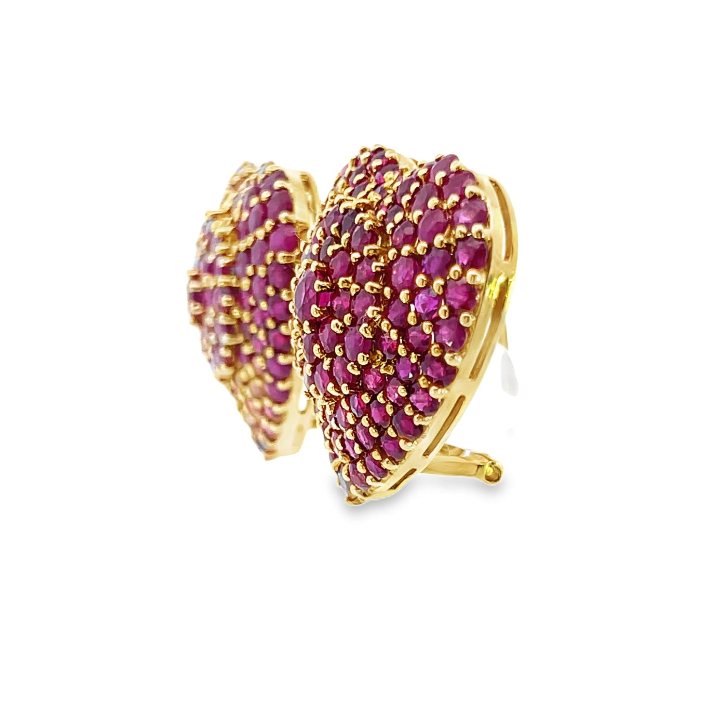 Clip-On 18k Yellow Gold 8.56 cttw Ruby Heart Earrings