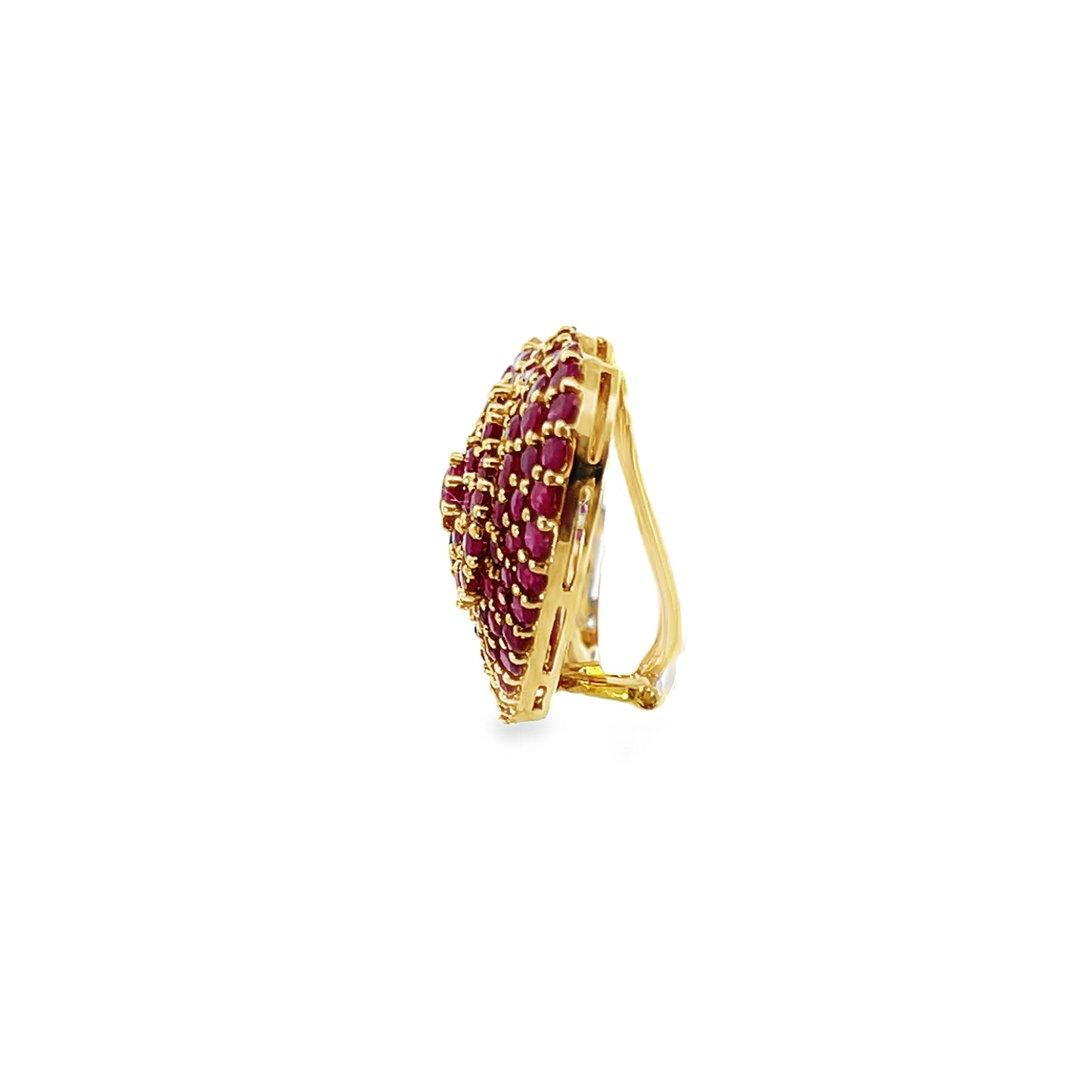Clip-On 18k Yellow Gold 8.56 cttw Ruby Heart Earrings