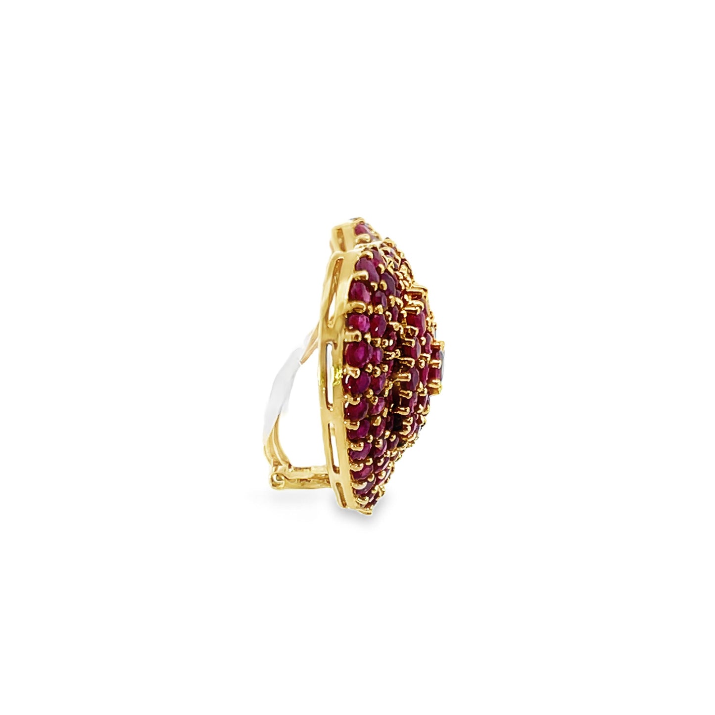 Clip-On 18k Yellow Gold 8.56 cttw Ruby Heart Earrings