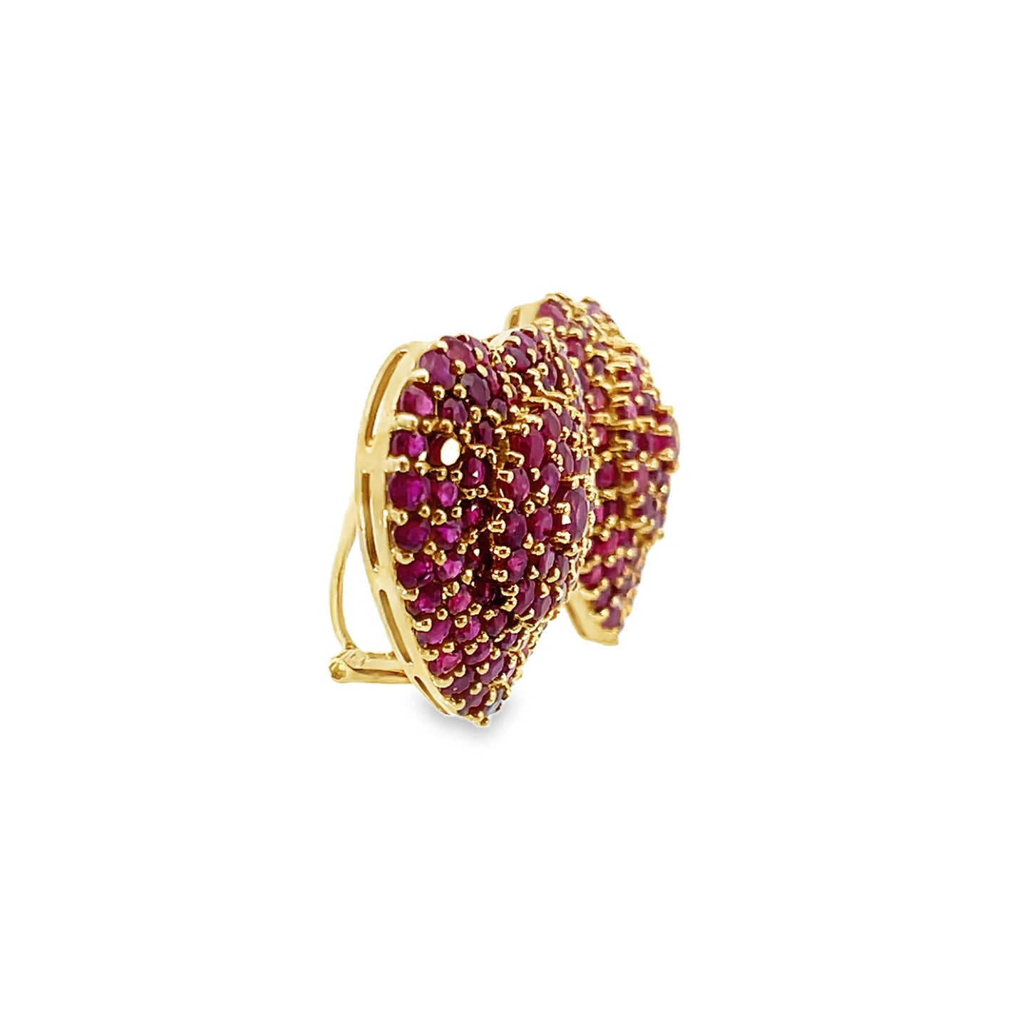 Clip-On 18k Yellow Gold 8.56 cttw Ruby Heart Earrings