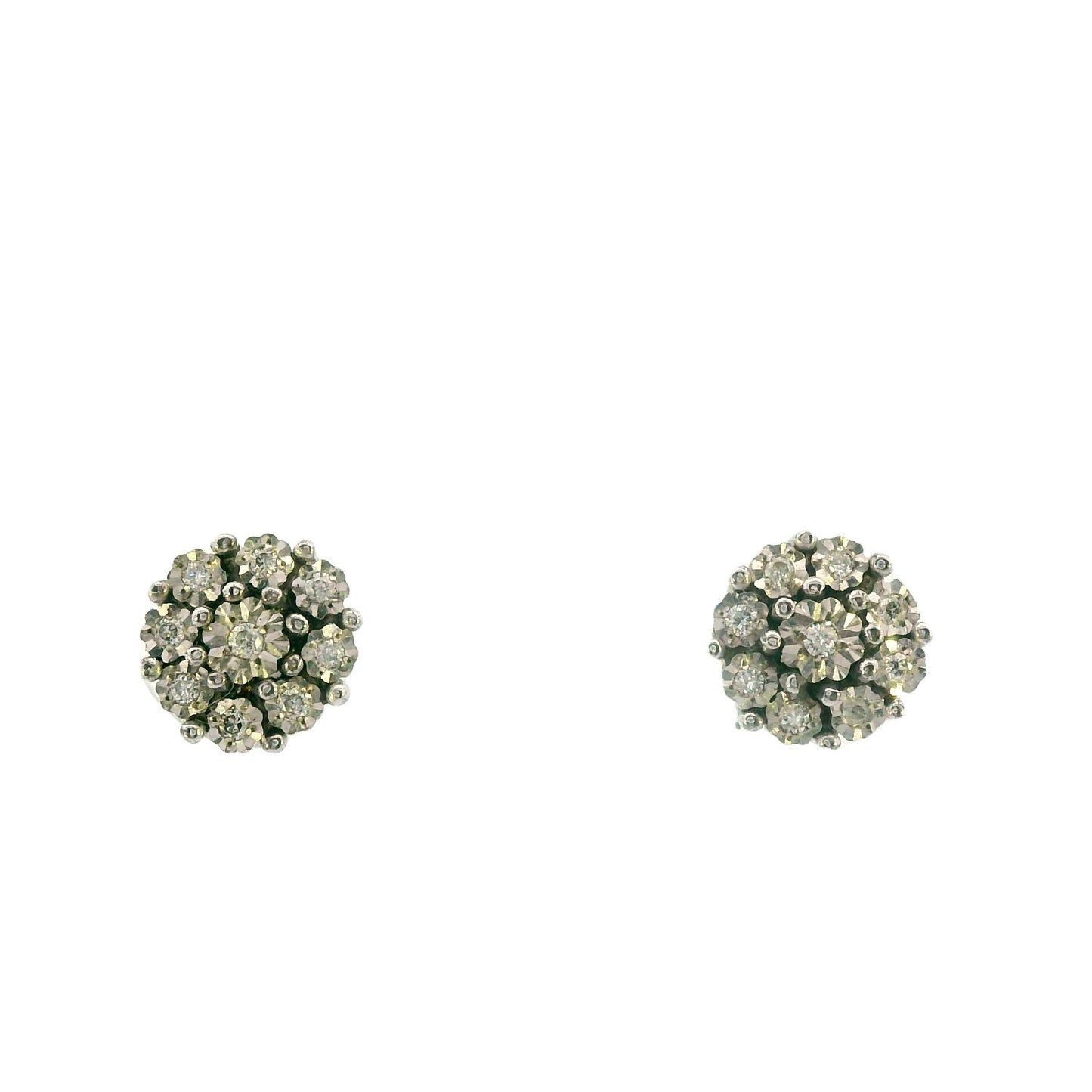 Rarest Rainbow Collection Diamond Cluster Stud Earrings .925 Sterling