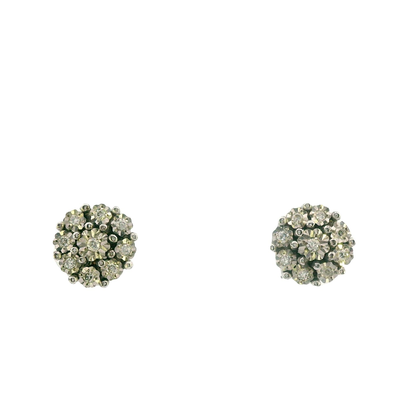 Rarest Rainbow Collection Diamond Cluster Stud Earrings .925 Sterling