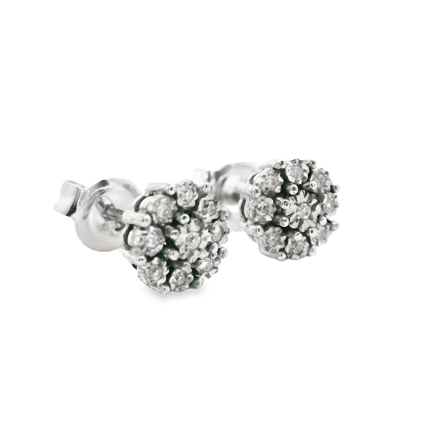 Rarest Rainbow Collection Diamond Cluster Stud Earrings .925 Sterling