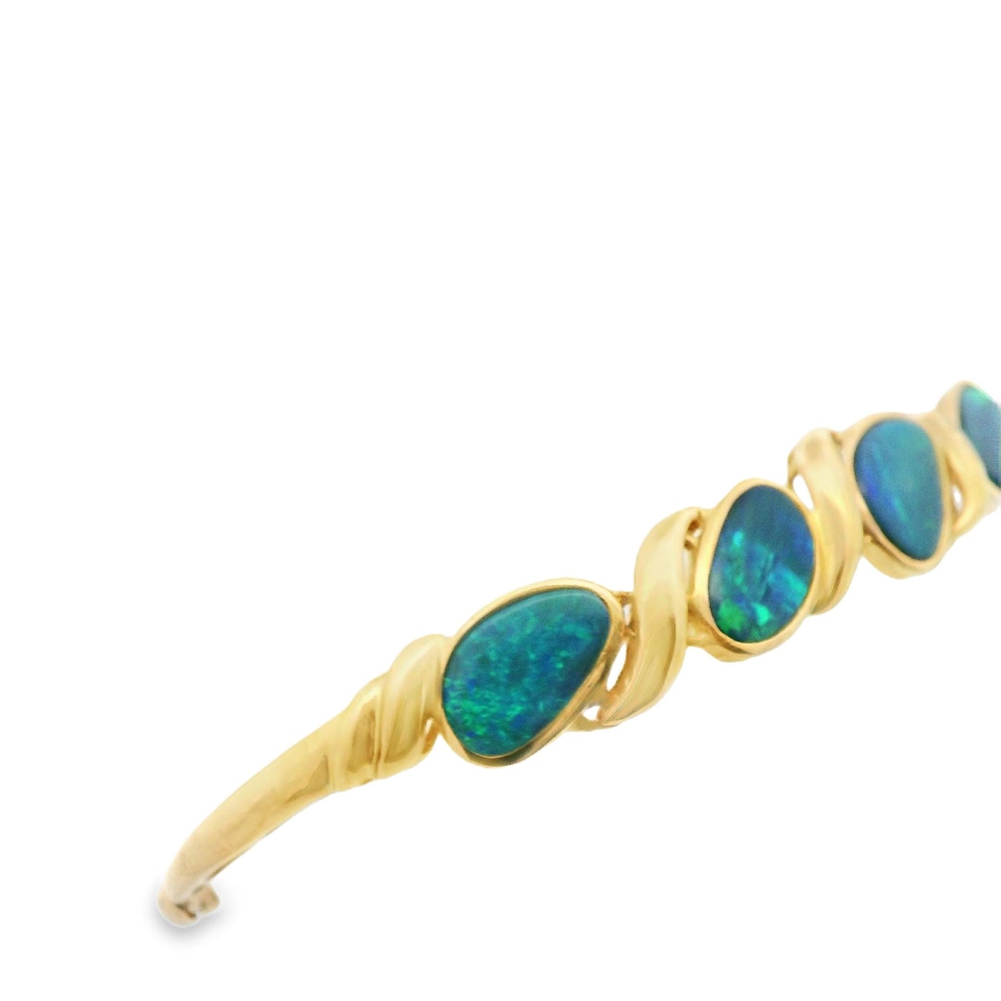 Vintage 14k Yellow Gold Black Opal Bracelet