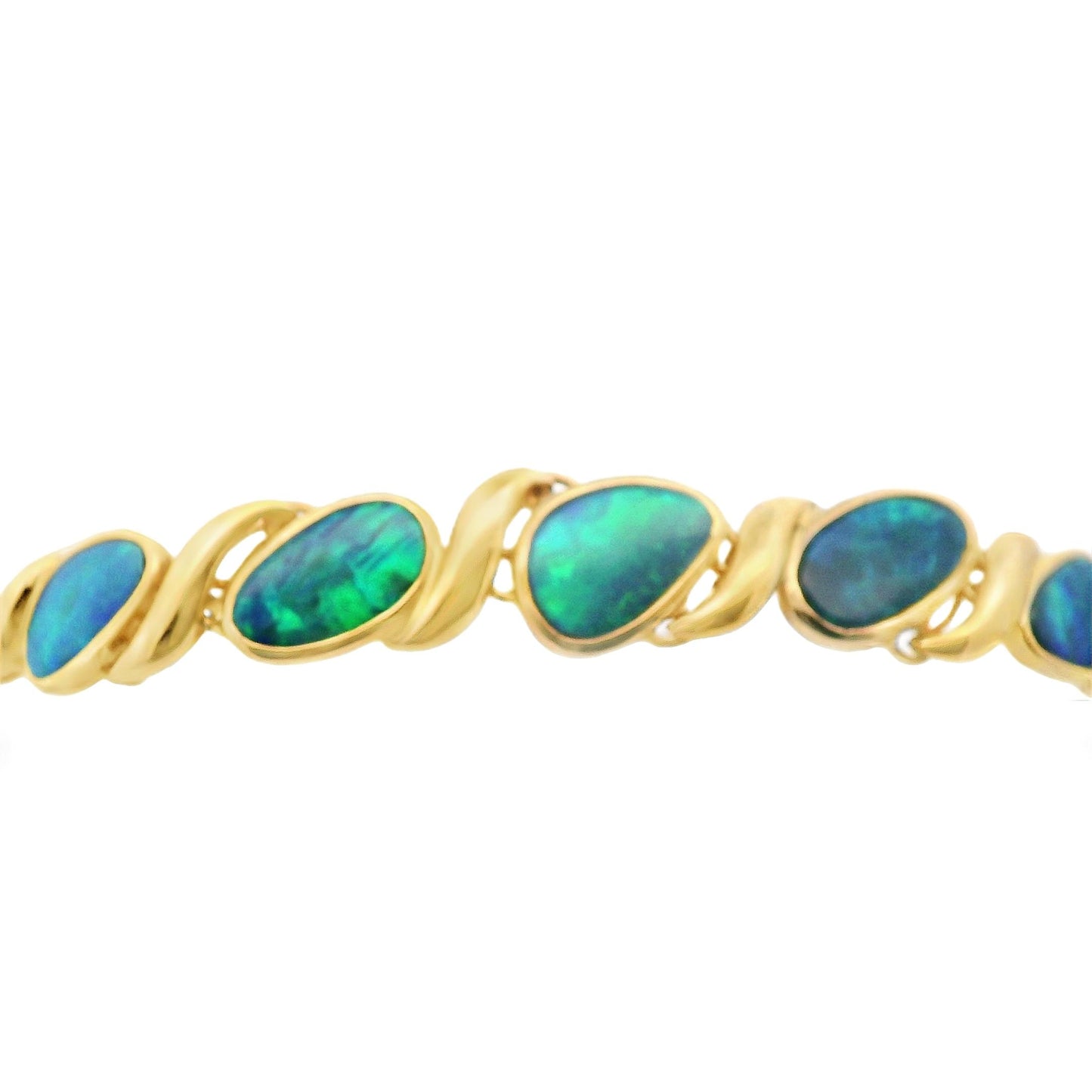 Vintage 14k Yellow Gold Black Opal Bracelet