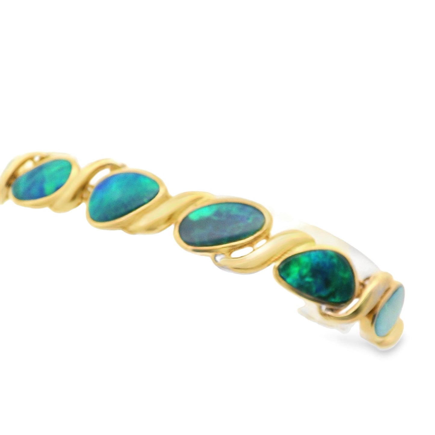 Vintage 14k Yellow Gold Black Opal Bracelet