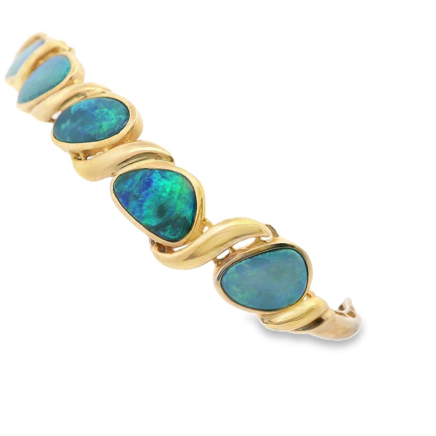 Vintage 14k Yellow Gold Black Opal Bracelet