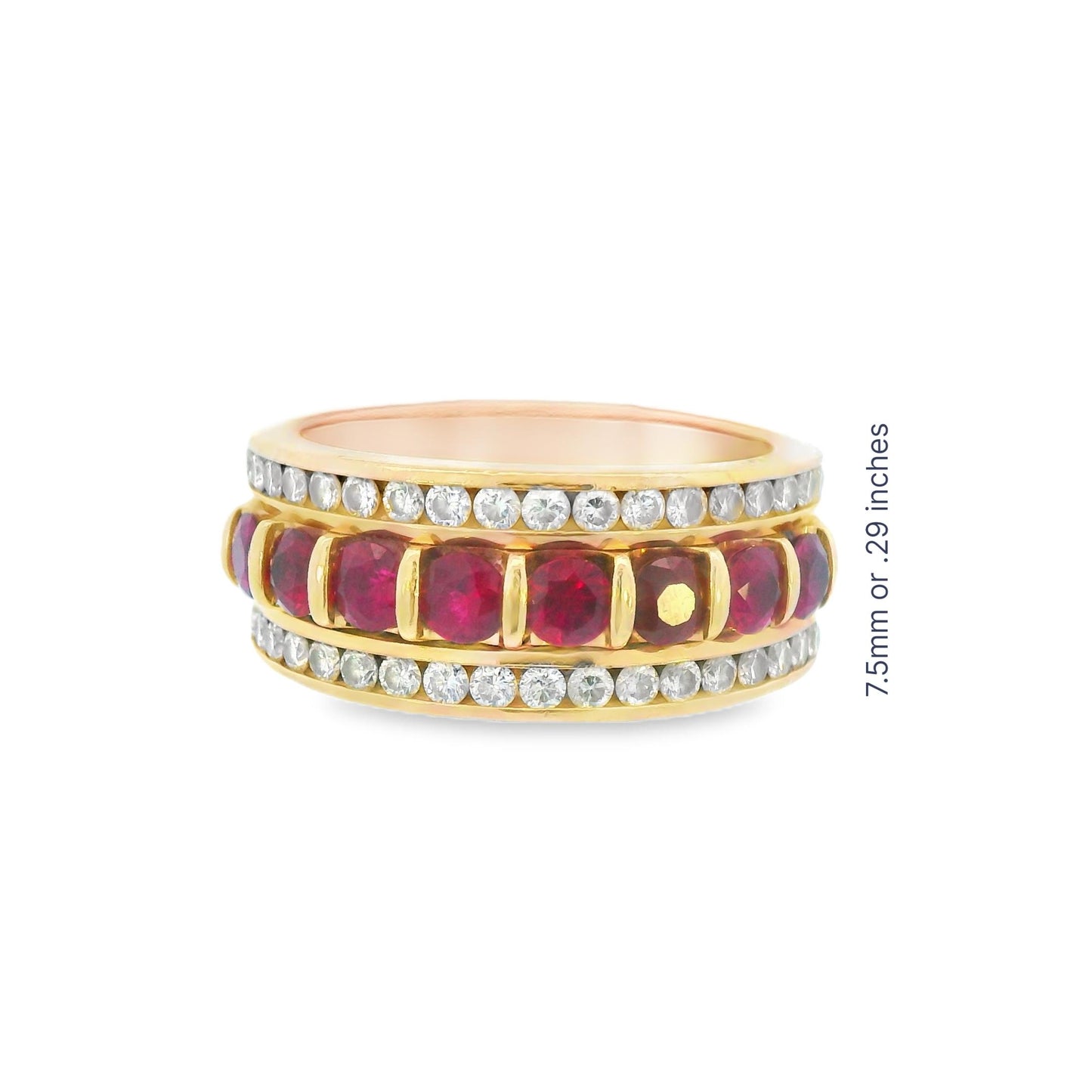 14K Yellow gold Ruby & Diamond Band Ring