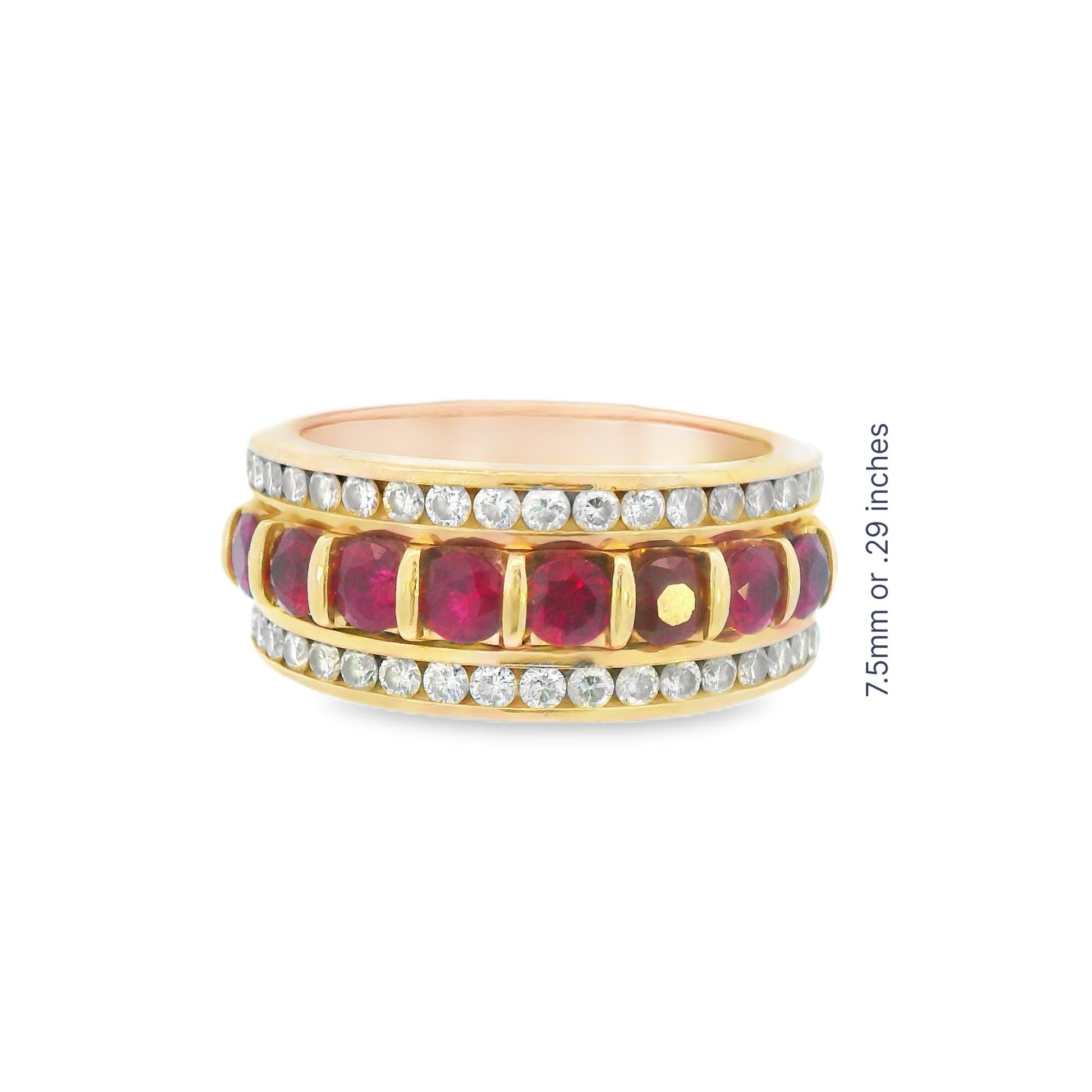 14K Yellow gold Ruby & Diamond Band Ring