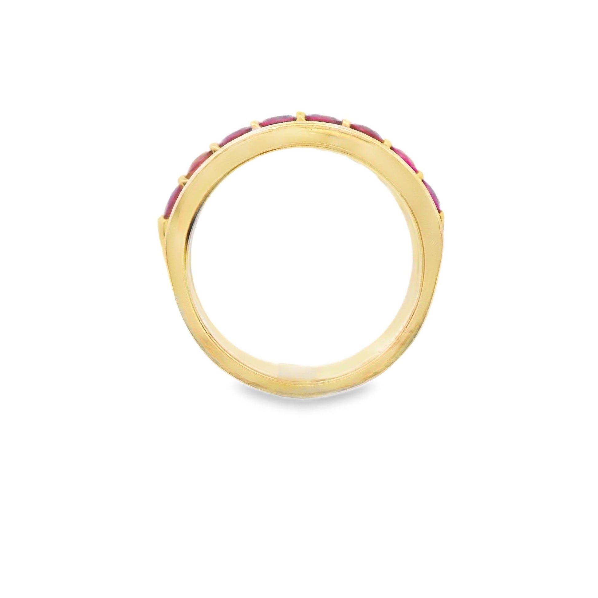 14K Yellow gold Ruby & Diamond Band Ring