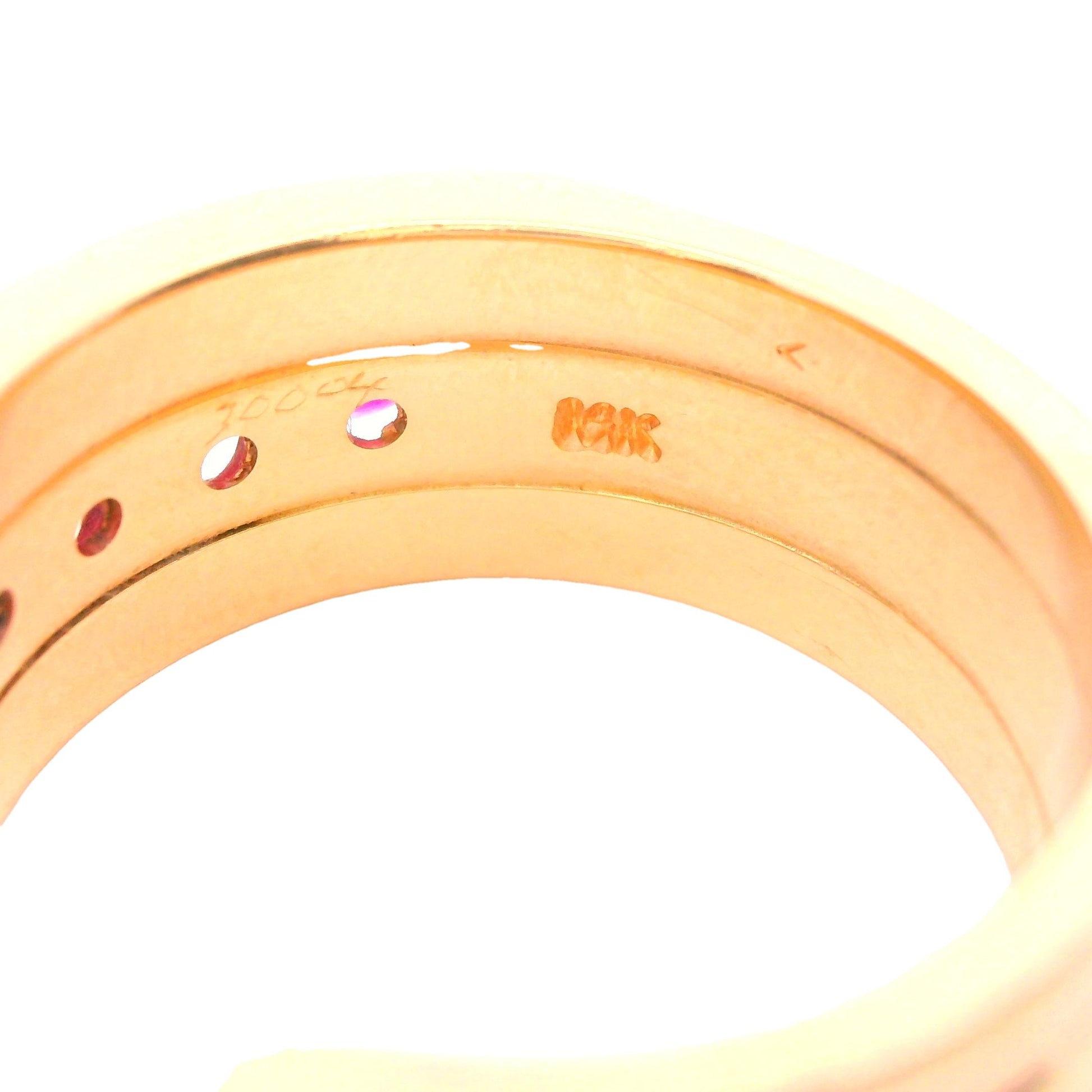 14K Yellow gold Ruby & Diamond Band Ring