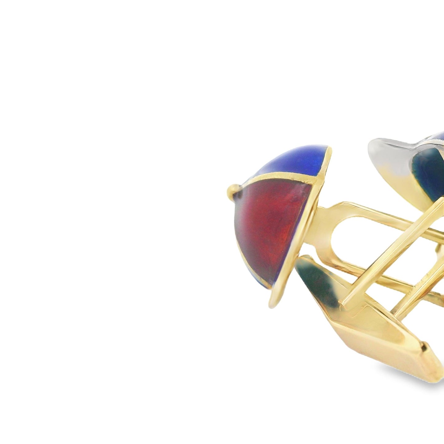 14k Yellow Gold Enameled Jockey Cap/Hat Cufflinks