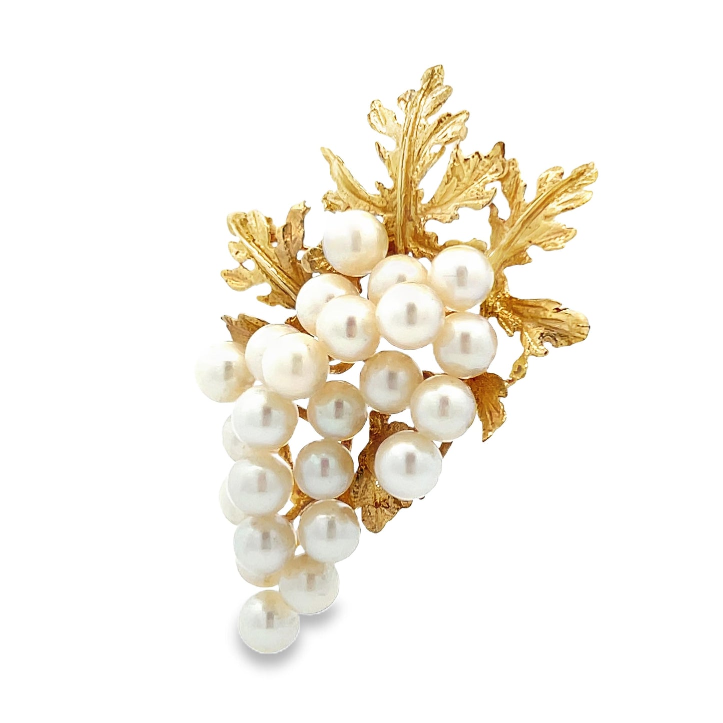 14k Yellow Gold and Akoya Pearl Grape Cluster Pin/Pendant