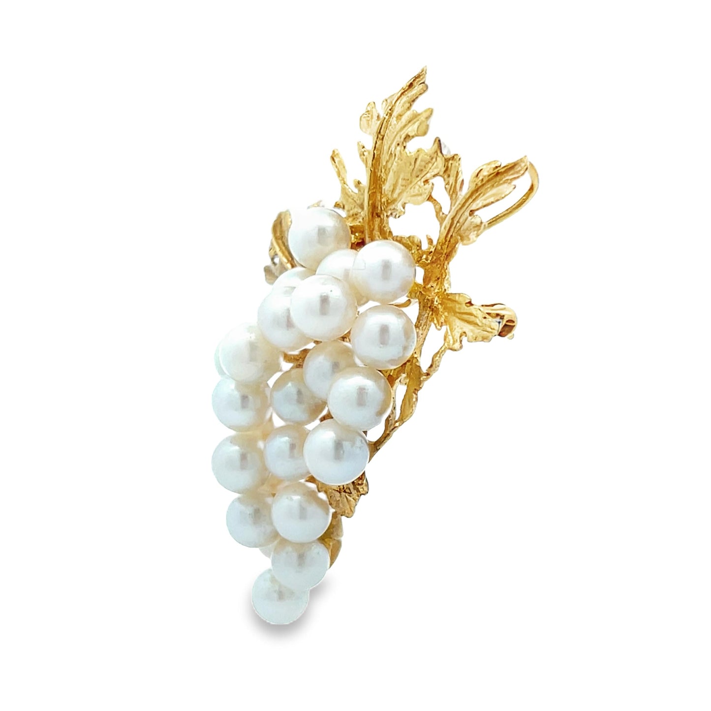 14k Yellow Gold and Akoya Pearl Grape Cluster Pin/Pendant