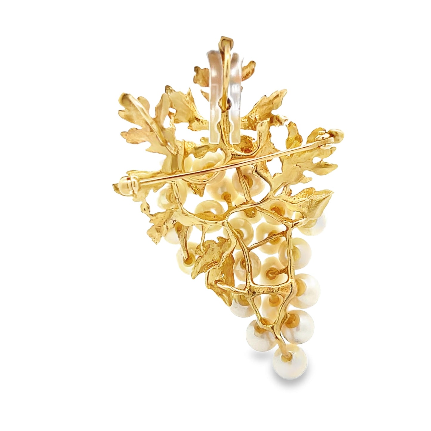 14k Yellow Gold and Akoya Pearl Grape Cluster Pin/Pendant