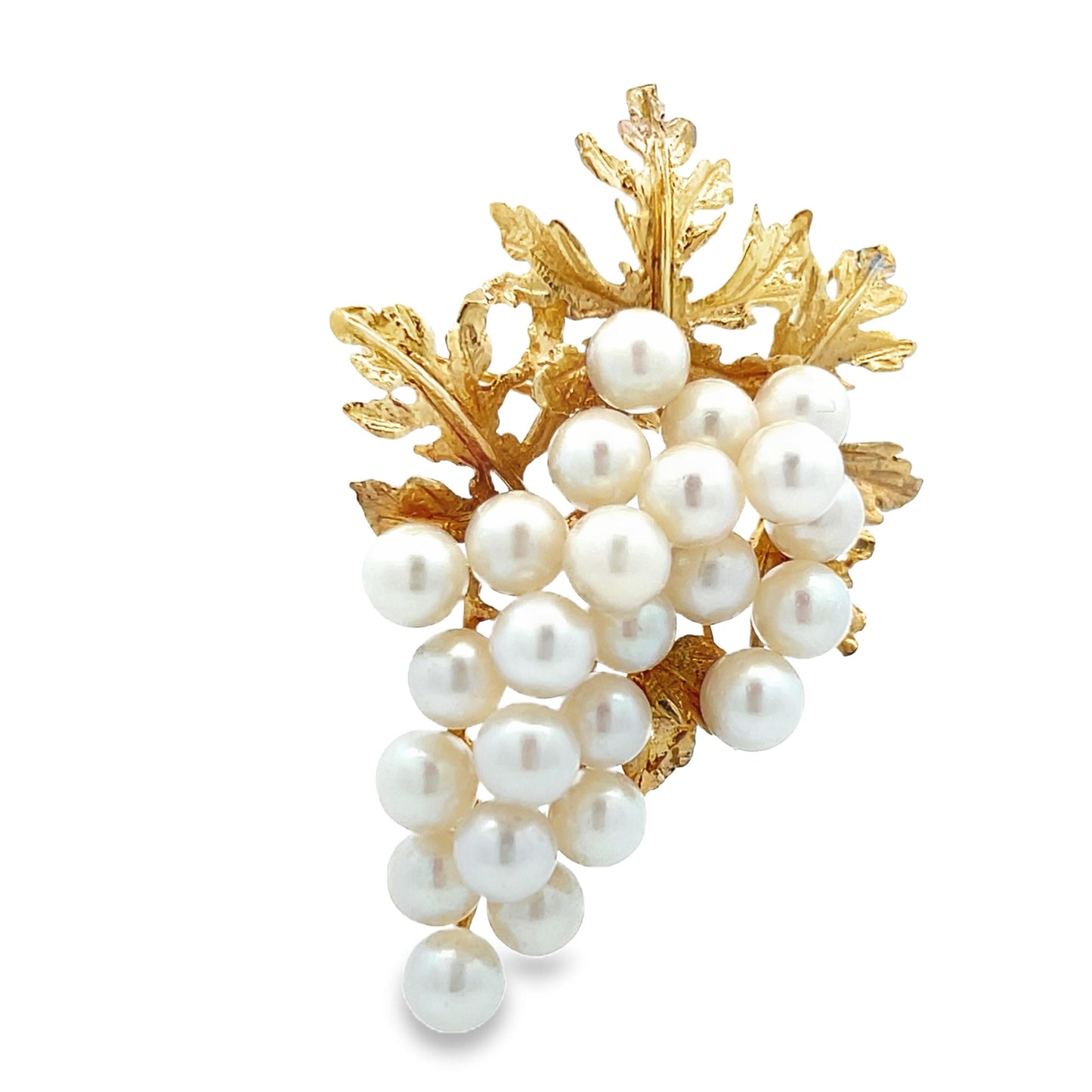 14k Yellow Gold and Akoya Pearl Grape Cluster Pin/Pendant