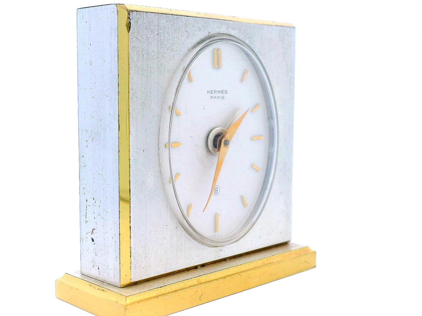 Hermes Paris Travel Clock w/ Alarm in the Original Hermes Case