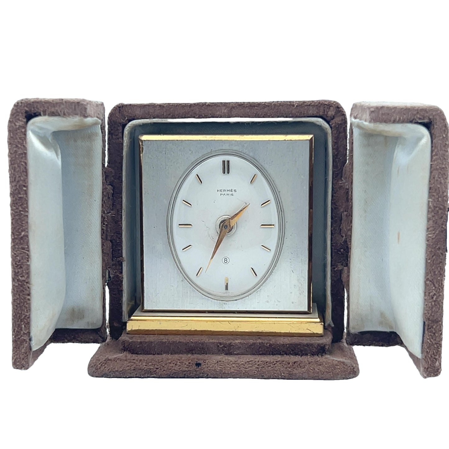 Hermes Paris Travel Clock w/ Alarm in the Original Hermes Case