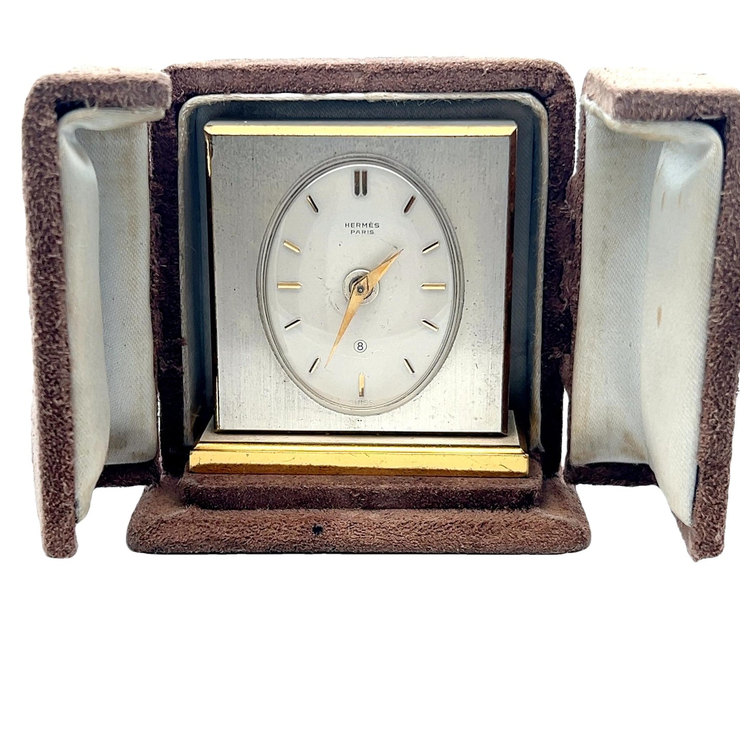 Hermes Paris Travel Clock w/ Alarm in the Original Hermes Case