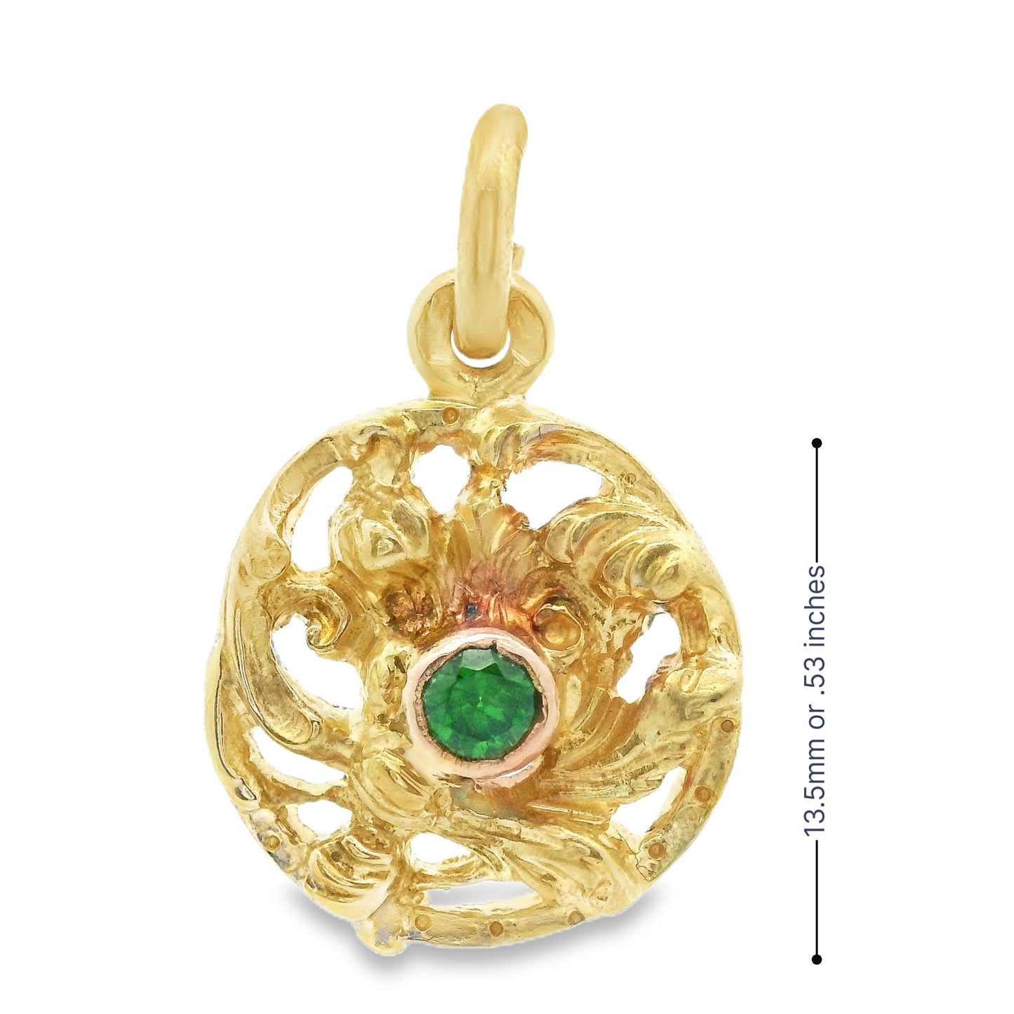 Art Nouveau French 18k Yellow Gold Demantoid Pendant Ca. 1860