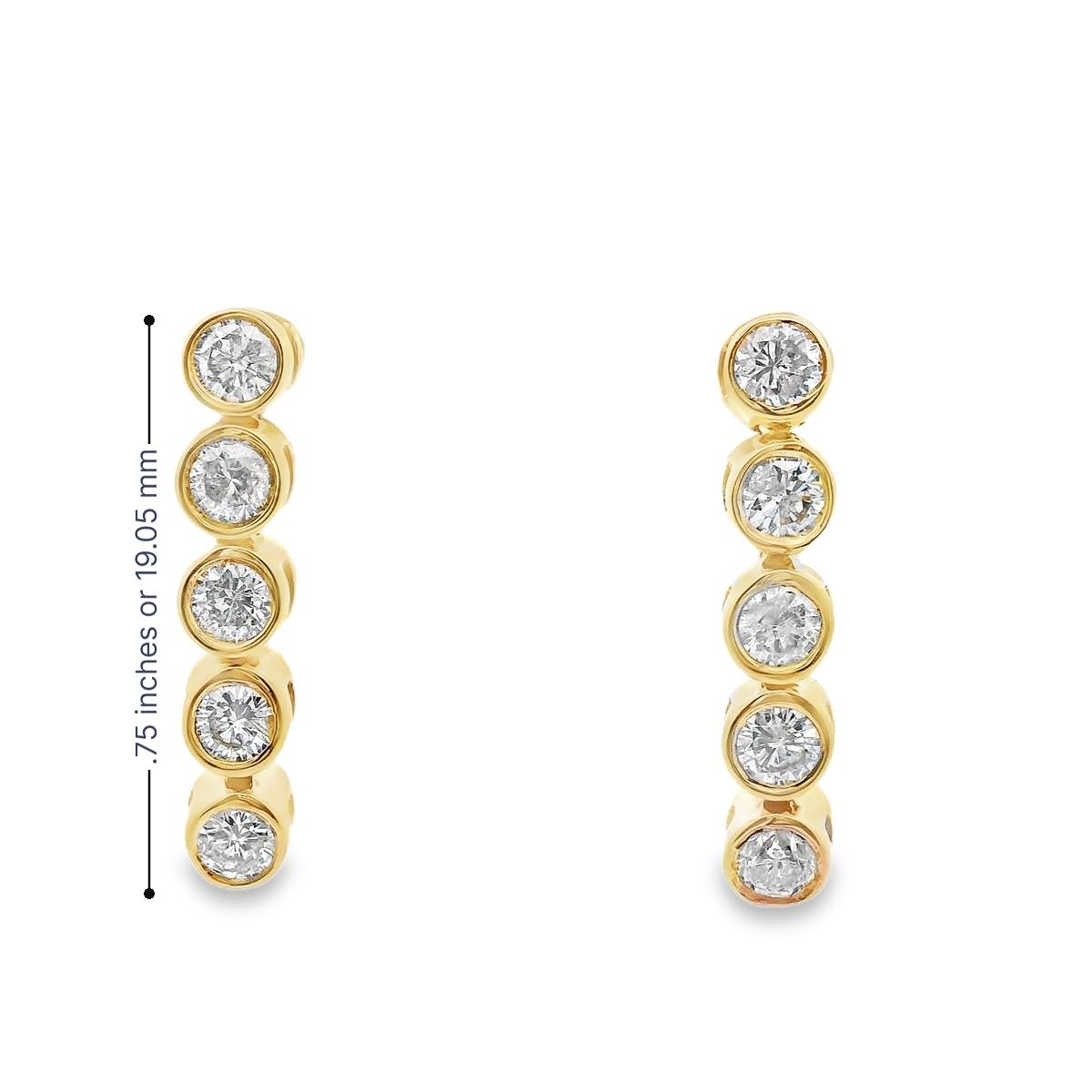 14k Yellow Gold Straight Row Diamond Drop Earrings