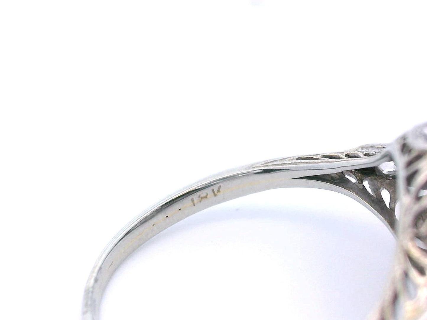 18k White Gold Old European Cut Cluster Diamond Engagement Ring