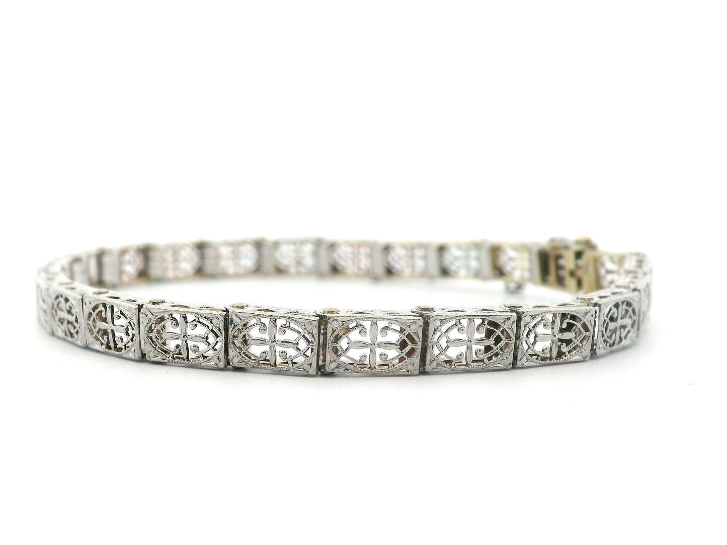 Handcrafted Art Deco Platinum over Gold Filigree Bracelet