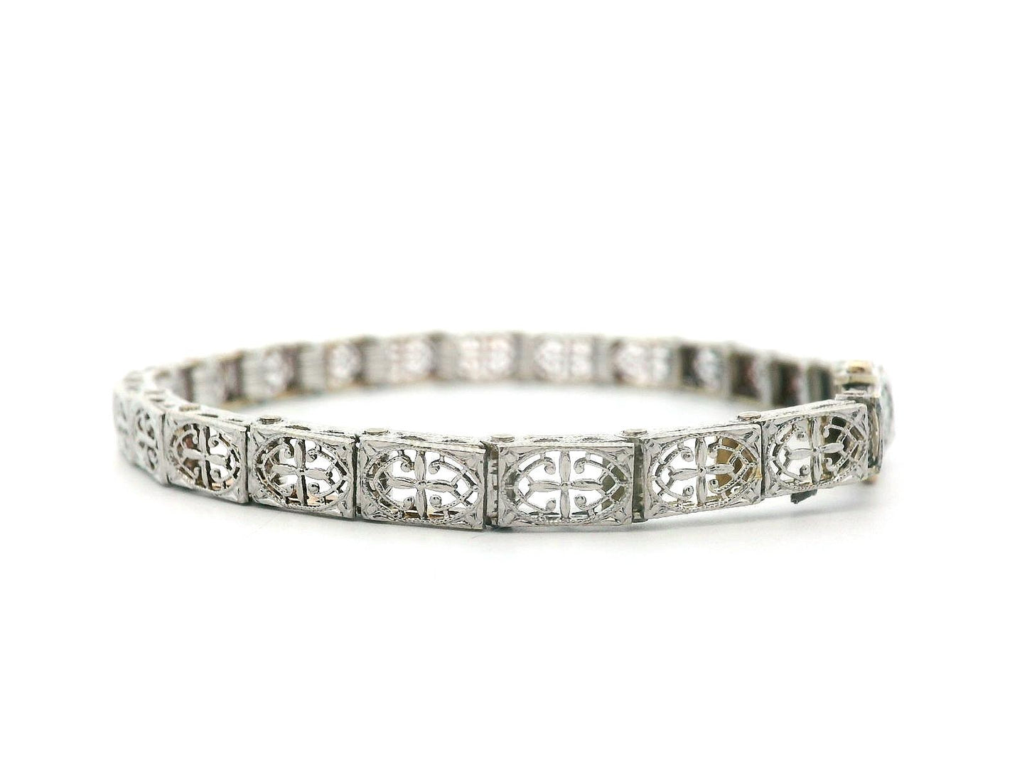 Handcrafted Art Deco Platinum over Gold Filigree Bracelet