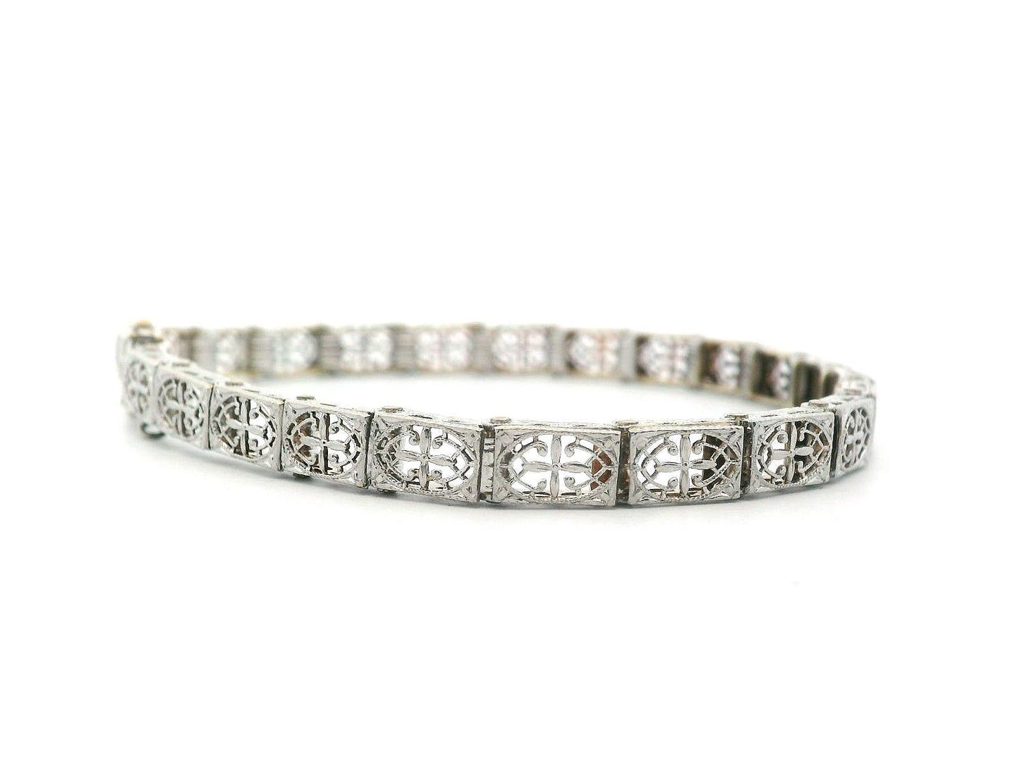 Handcrafted Art Deco Platinum over Gold Filigree Bracelet