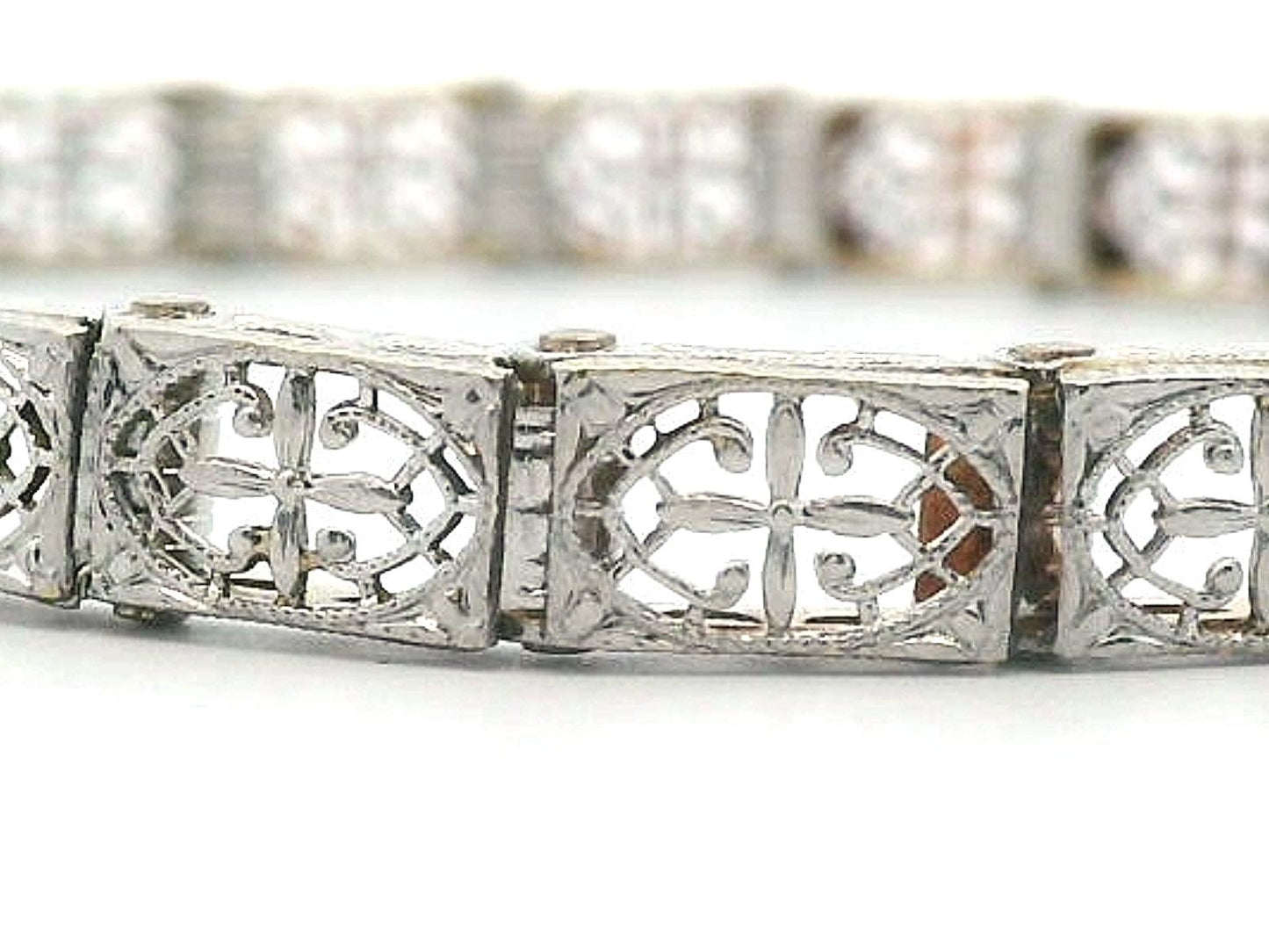 Handcrafted Art Deco Platinum over Gold Filigree Bracelet