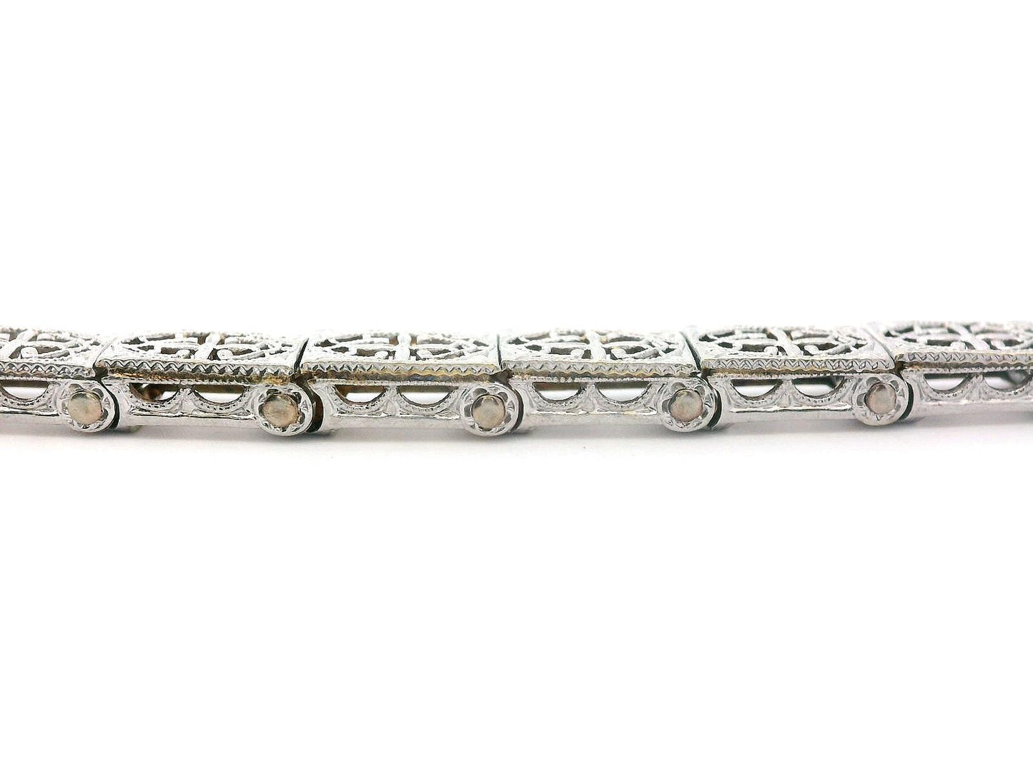 Handcrafted Art Deco Platinum over Gold Filigree Bracelet