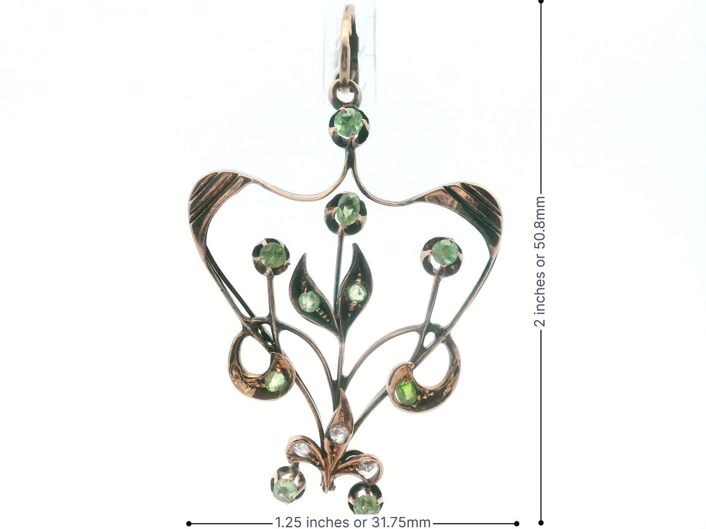 18k Rose Gold Antique Imperial Russian Demantoid & Diamond Pendant