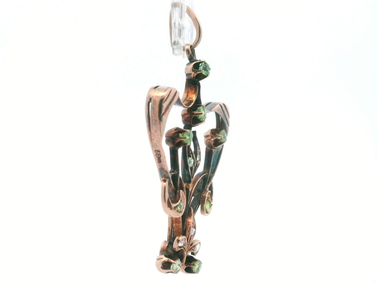 18k Rose Gold Antique Imperial Russian Demantoid & Diamond Pendant