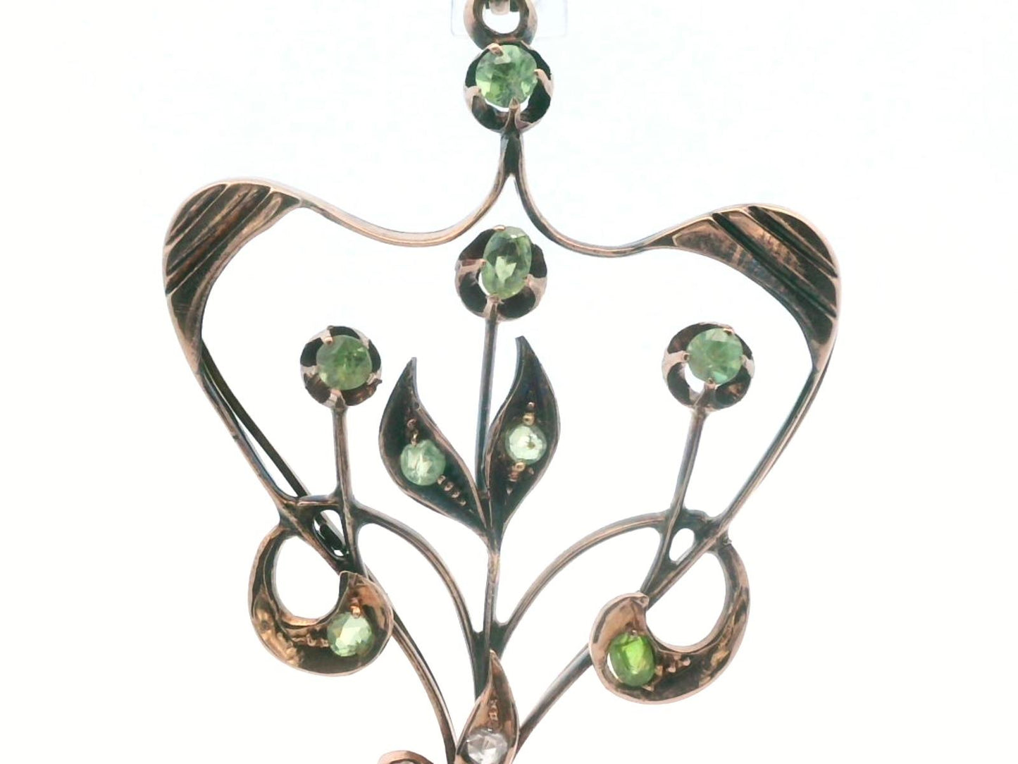 18k Rose Gold Antique Imperial Russian Demantoid & Diamond Pendant