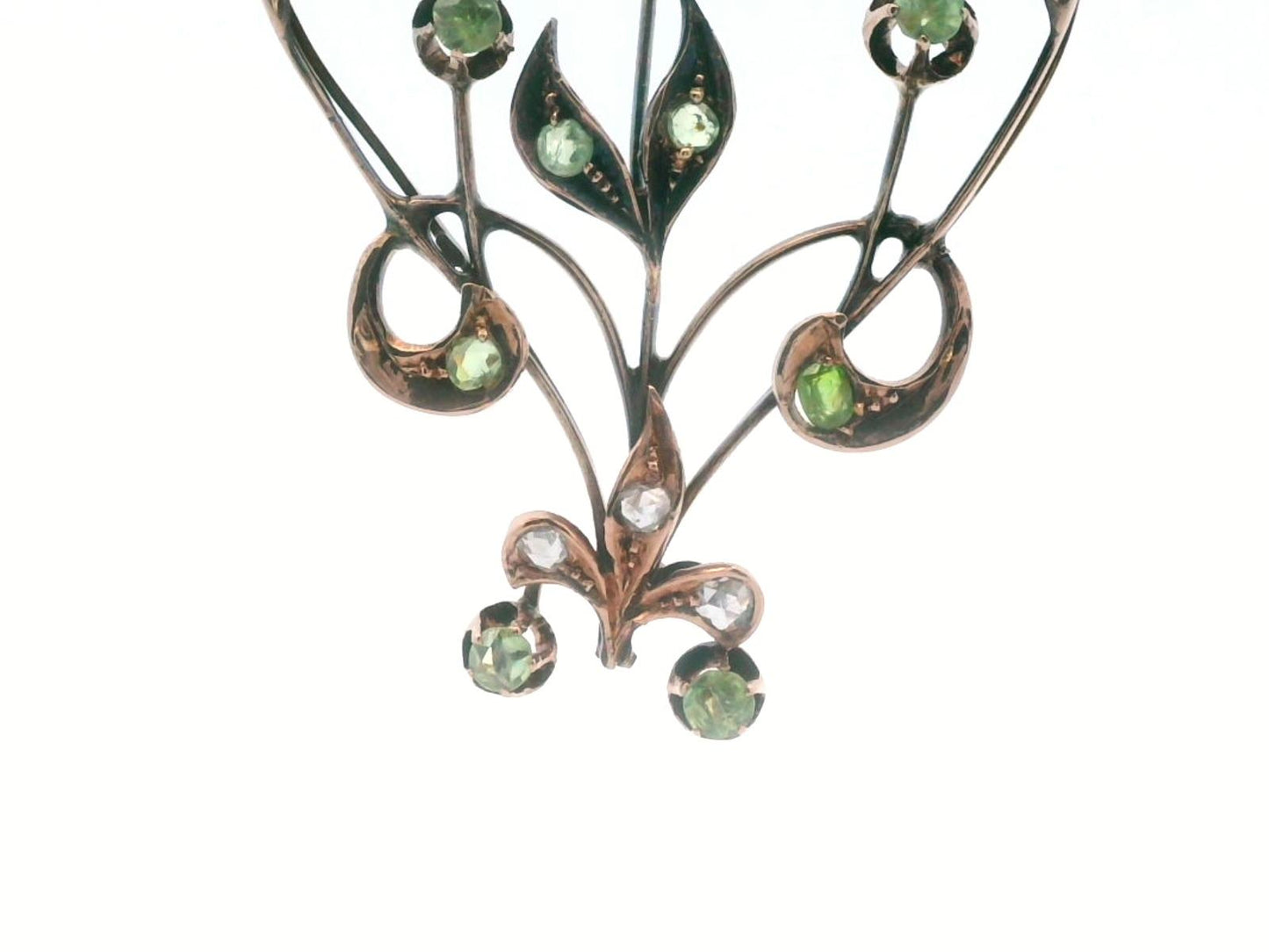 18k Rose Gold Antique Imperial Russian Demantoid & Diamond Pendant